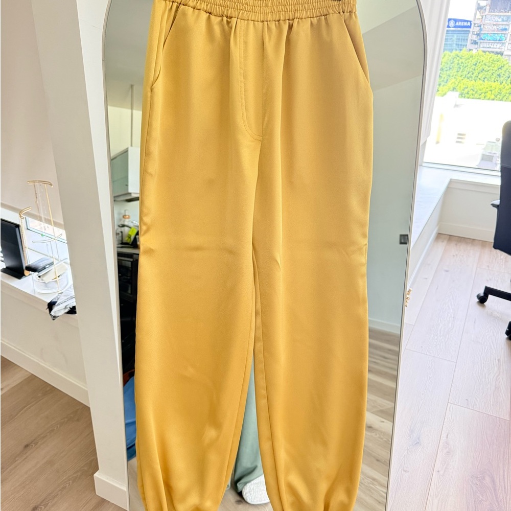 CeCe Golden Satin Joggers